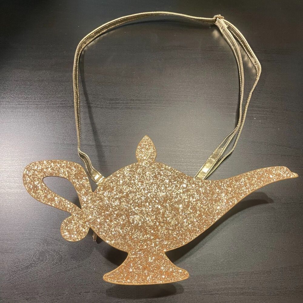 Disney Aladdin Gold Glitter Magic Lamp Crossbody Bag Purse